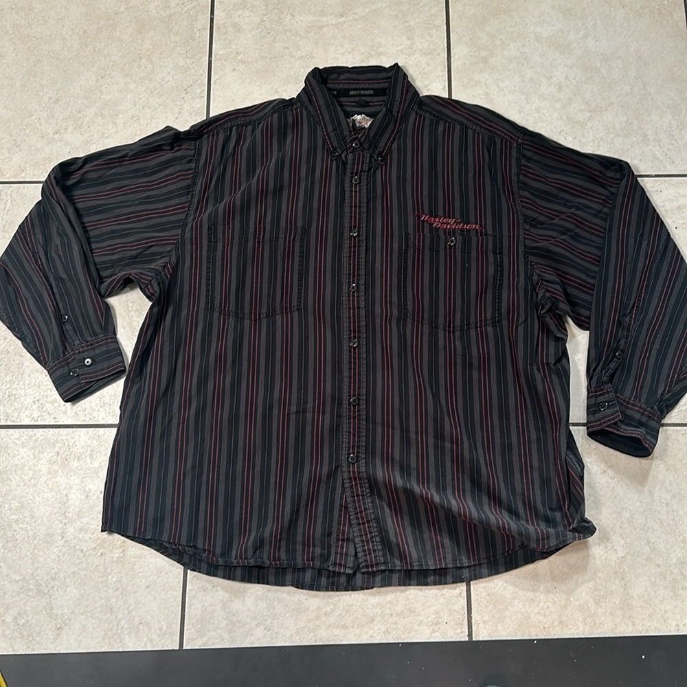 Harley‎ Davidson Mens Embroidered Long Sleeve Button Up Shirt 3XL